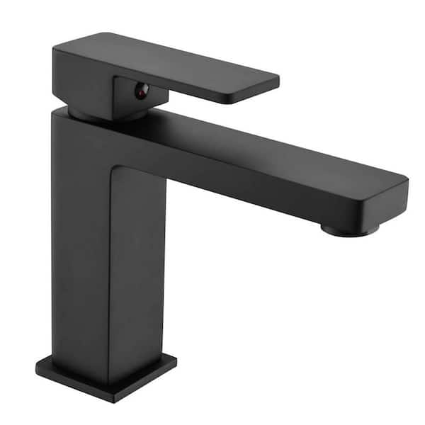 AIMADI Single Handle Single Hole Bathroom Faucet Modern Deck Mount Brass Bathroom Sink Faucets in Matte Black