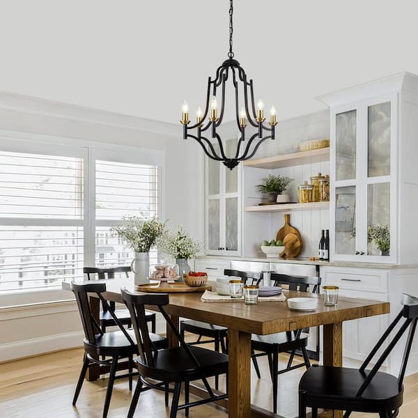 ZSMIHDOH 6-Light Black and Gold Geometric Modern Candelabra