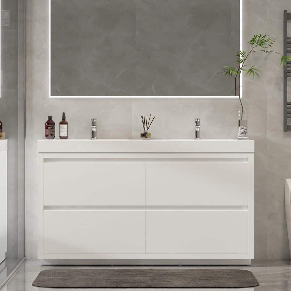 Annecy 48 in. W x 18.5 in. D x 32 in. H Bathroom Vanity in White with Double Basin Top in White Resin price history on PriceWatchPro
