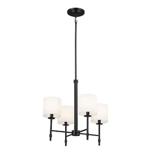 Ali 20 in. 4-Light Black Traditional Shaded Circle Mini Chandelier for Dining Room