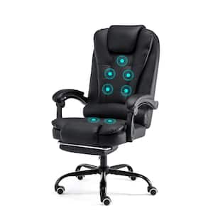 Black Faux Leather Executive Office Chair with Lumbar/Height Adjustment/Footrest/Massage Function/Back Angle Adjustment