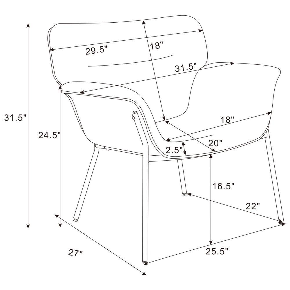 Ash Grey Mid-Century Modern Metal Accent Chair