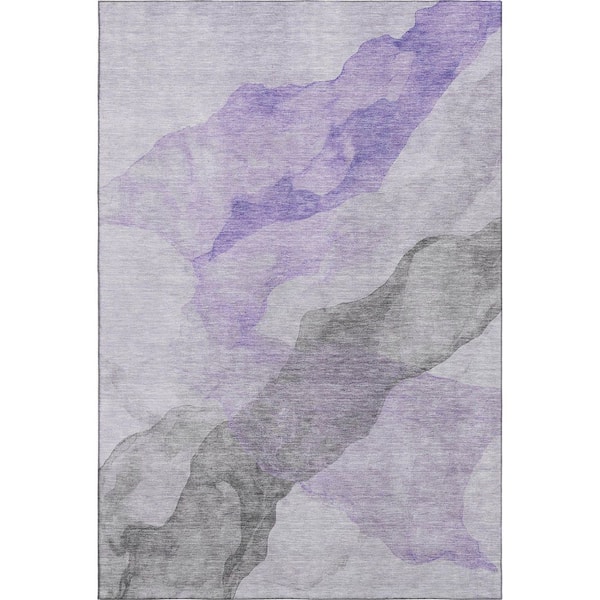Mayfield Premium Machine Washable Abstract AMF2109 Lavender 3 ft. x 5 ft. Area Rug
