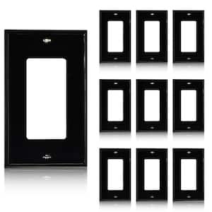 Black Duplex Outlet 1-Gang 1-Decorator/Rocker/1-Duplex Standard Outlet Covers Wall Plate UL-Listed (10-Pack)
