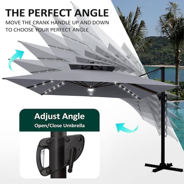 Pellebant Double Top 11.5 ft. 360° Rotation Cantilever Patio