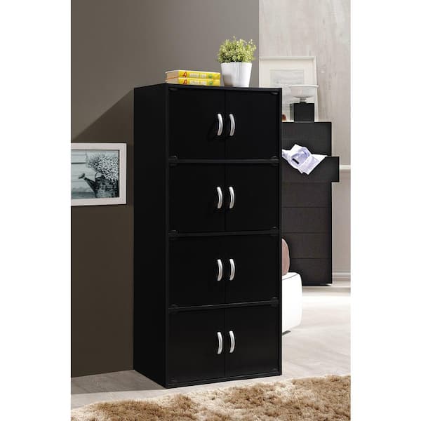 デッドストック　ENA　JUMBO２　極太黒セル HODEDAH 4-Shelf, 54 in. H Black Bookcase with Double Doors HID44