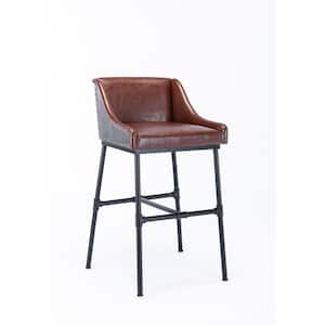 Parlor 29 in. Adjustable Desert Red Faux Leather Metal Bar Stool