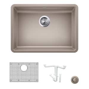 Precis 25 in. Undermount Single Bowl Truffle Granite Composite Kitchen Sink Kit with Accessories