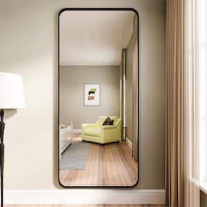 32 in. W x 72 in. H Rectangular Modern Wall Mount Mirror Black Aluminum Framed Full Length Mirror