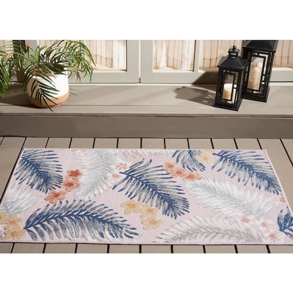 Cabana 3 ft. x 5 ft. Gray/Navy Floral Area Rug