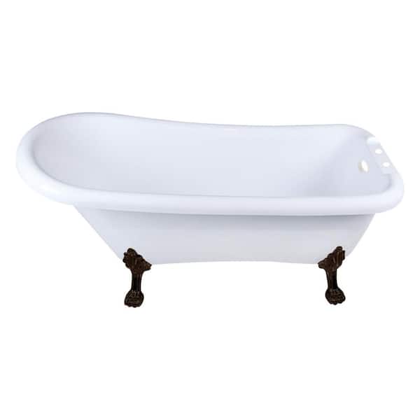 Kingston Brass Aqua Eden Single Slipper Clawfoot 67 in. x 28 in. Soaking Bathtub in Oil Rubbed Bronze