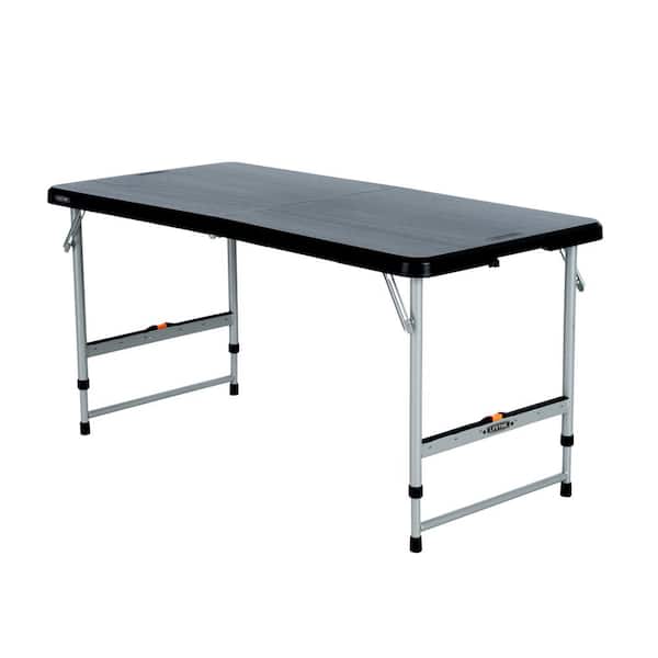 Lifetime 4 ft. One Hand Adjustable Height Fold-in-Half Resin Table; Black