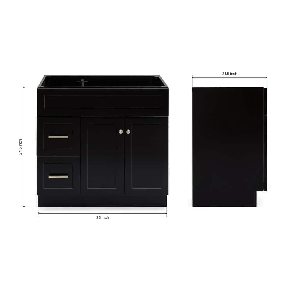 Hamlet 36" Black Solid Wood Freestanding Vanity Cabinet