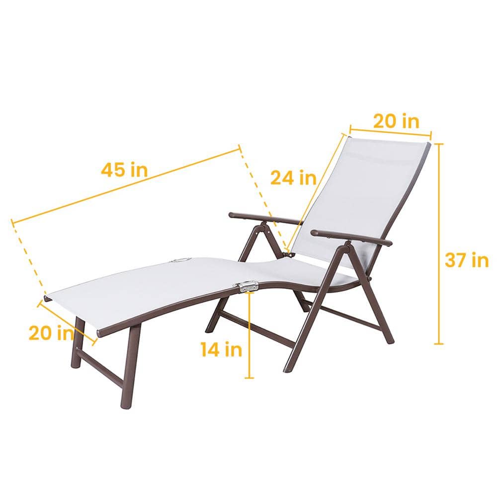 Light Gray Aluminum Adjustable Outdoor Chaise Lounger Set