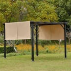 10 ft. x 10 ft. Beige Steel Soft-Top Patio Gazebo with Retractable Roof