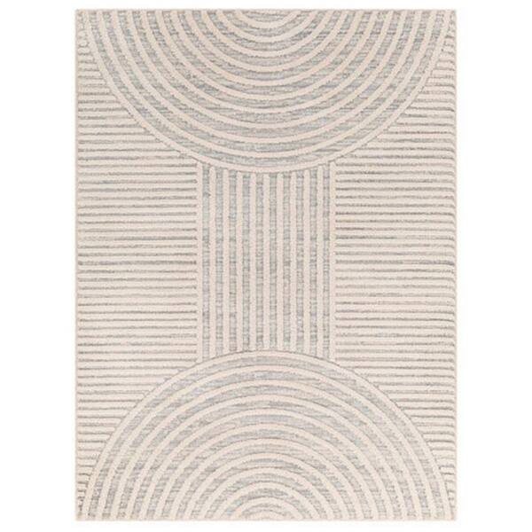 Benjara Modern Gray and Cream 5 ft. x 7 ft. Simple Geometric Design