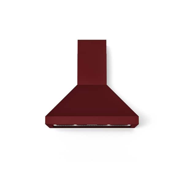 Hallman 30 in. 560 CFM Wall Mount Canopy Vent Hood with Lights in Burgundy