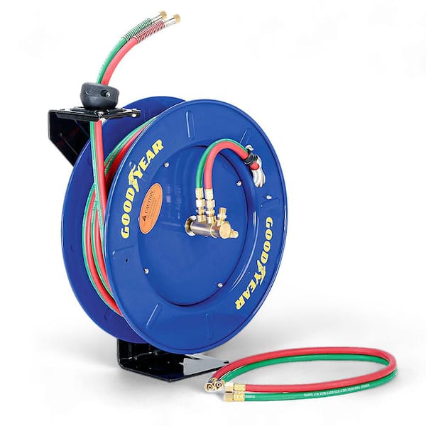 1/4 in. x 65 ft. Steel Single Arm Oxygen Acetylene Welding Hose Reel