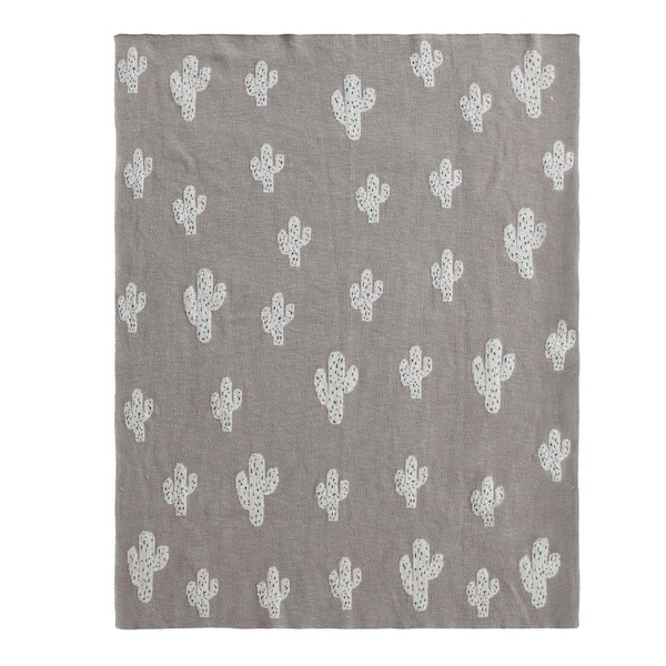Multicolor Cactus Print Cotton Knit Baby Blanket