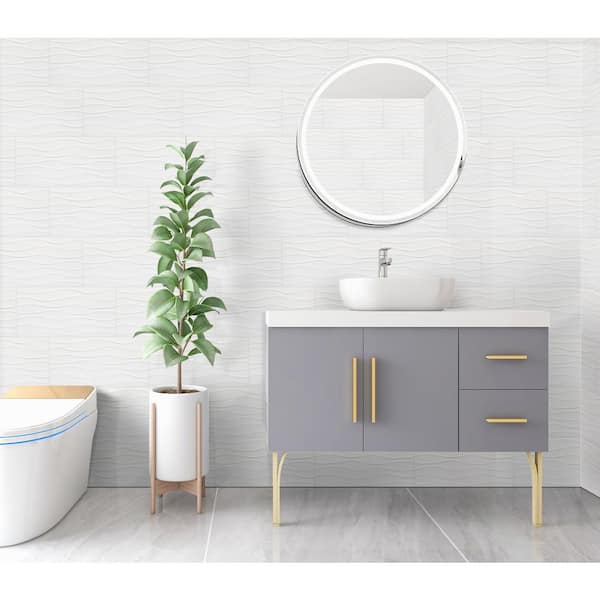 Lumino Wavy White Glossy Ceramic 3D Patterned Tile 12 in. x 24 in., Wall Only (960 sq. ft./Pallet)