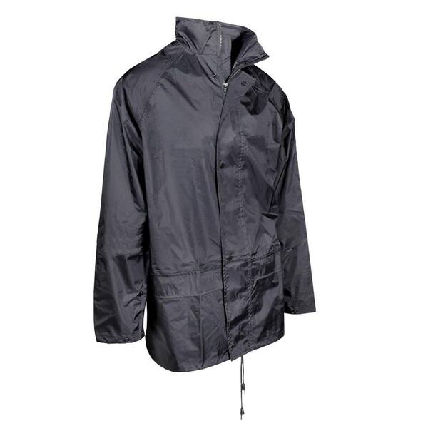 Boss 2X-Large Black Nylon Ripstop Rain Jacket with Storm Flap