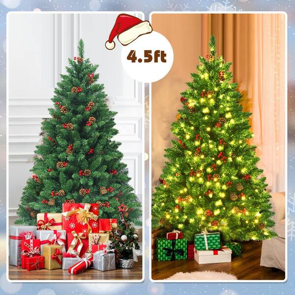 Costway 4.5 LED Slim Fraser Fir Artificial Tree with 300 Twinkling White GHM0338 - The Home Depot