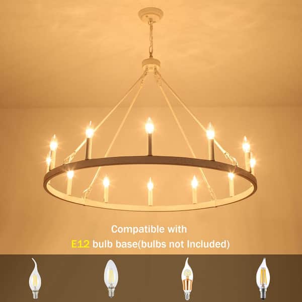 LWYTJO Dineen 12-Light 38 in. W Distressed White Candle Style