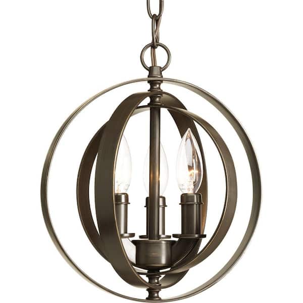 Progress Lighting Equinox 3-Light Antique Bronze Orb Pendant