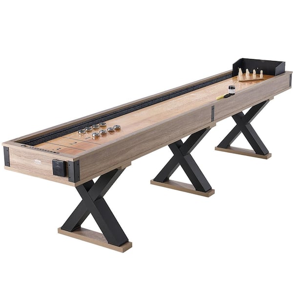Shuffleboard Table 11.5 ft. Shuffleboard for Family Game Rooms 2 in. 1 Shuffleboard and Bowling Combo Game Set 8 Pucks