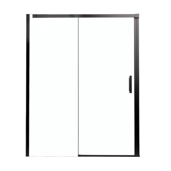 48 in. W x 74 in. H Framed Sliding 5/16 in. Clear Tempered Glass Shower Door with Handle in Matte Black