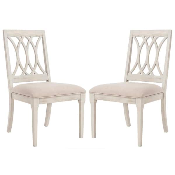 SAFAVIEH Selena Taupe/Rustic Gray 19 in. H Linen Side Chair (Set of 2)