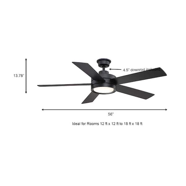 Baxtan 56 in. Indoor Brushed Gold Ceiling Fan with Warm White Integrated LED with Remote Included