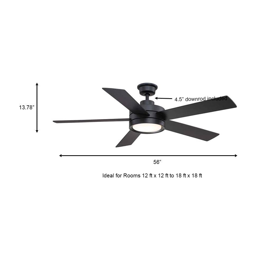 Baxtan 56" Matte White and Soft Oak Glazed Ceiling Fan with LED Light and Remote