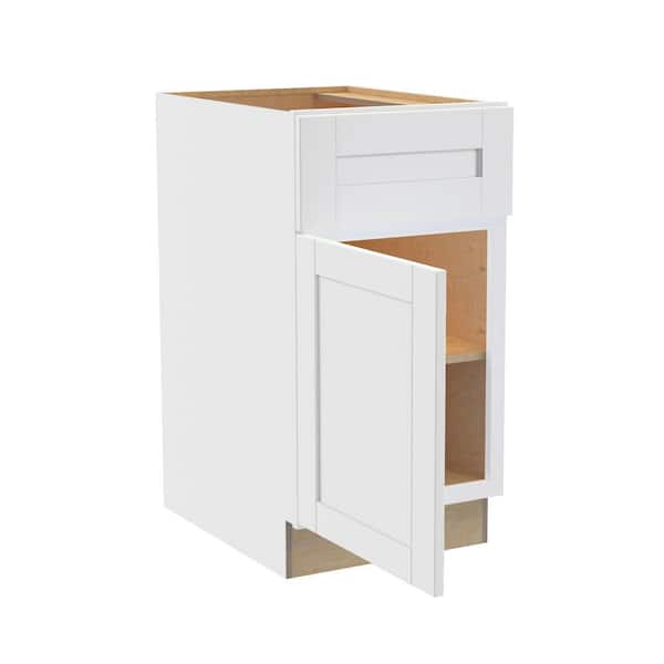 Washington Vesper White Plywood Shaker Assembled Base Kitchen Cabinet Soft Close Left 18 in W x 24 in D x 34.5 in H