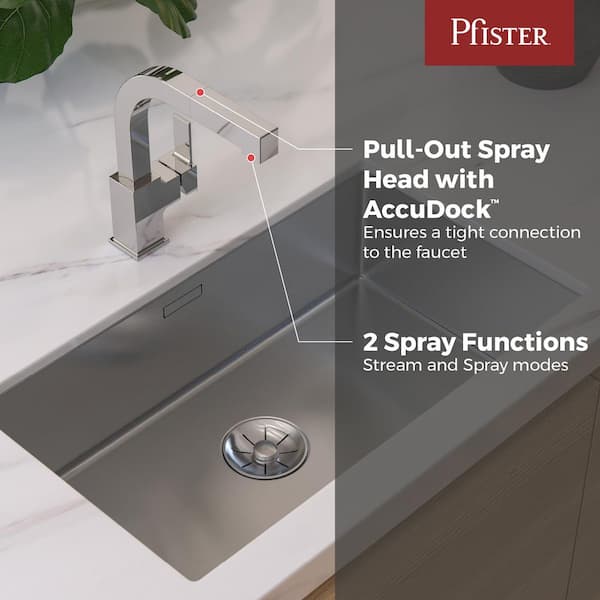 Arkitek Single Handle Pull Out Sprayer Kitchen Faucet in Polished Chrome