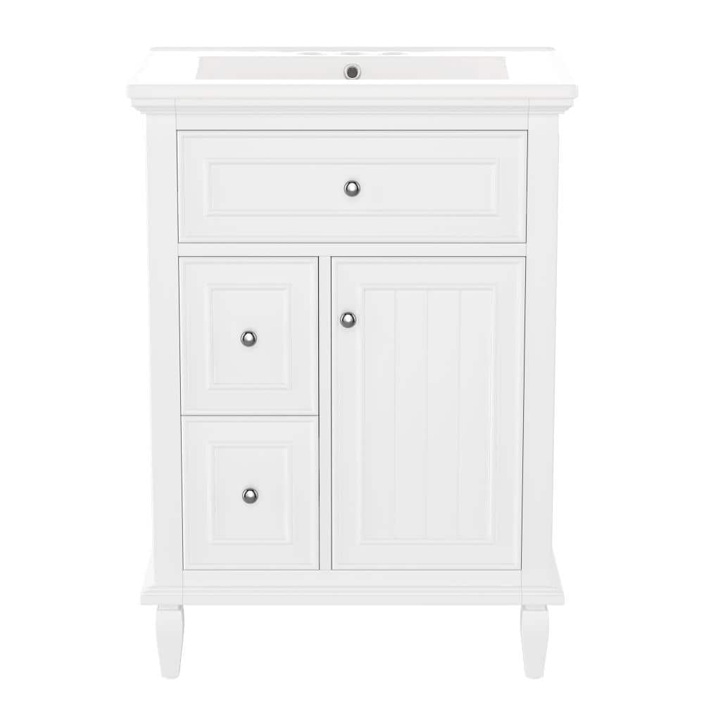 24 in. Single Sink Freestanding White Bath Vanity with White Ceramic Top Unassembled price history on PriceWatchPro