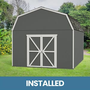 Professionally Installed Hudson 12 ft. W x 16 ft. Outdoor Wood Shed with Smartside- Autumn Brown Shingles (192 sq. ft.)
