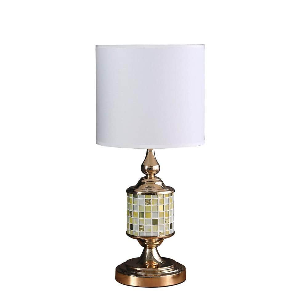 HomeRoots 23 in. Gold Standard Light Bulb Bedside Table Lamp with White