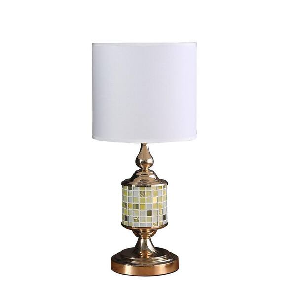 HomeRoots 23 in. Gold Standard Light Bulb Bedside Table Lamp with White