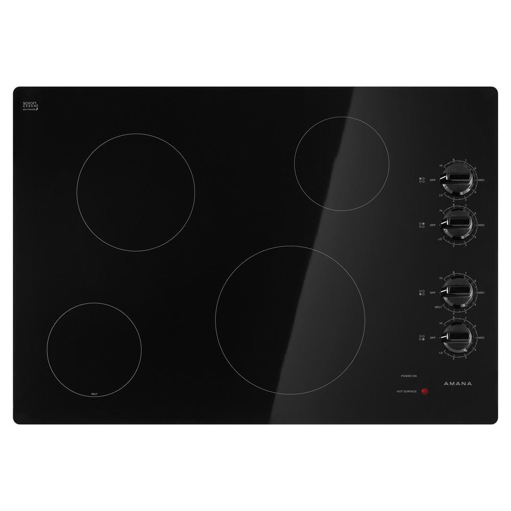 Amana 30 In Radiant Electric Cooktop In Black With 4 Elements Aec6540kfb The Home Depot