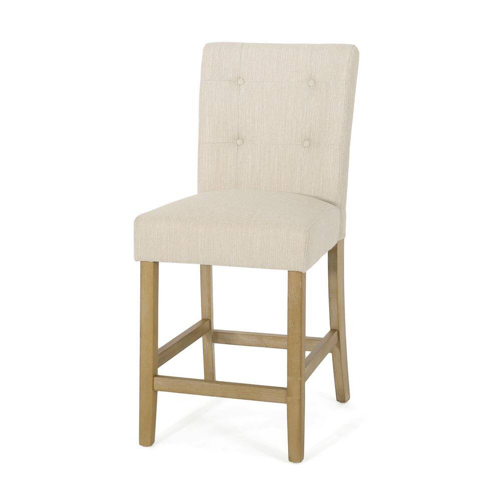 Beige and Weathered Brown High Back Counter Stools Set