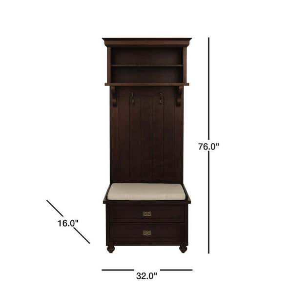 Vernon Walnut Brown 32" W Hall Tree