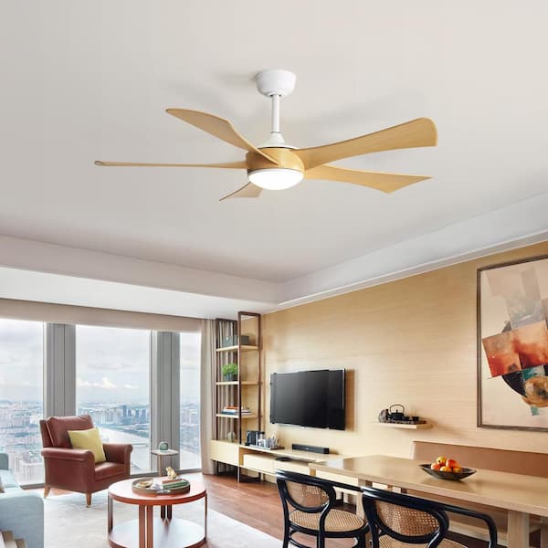 52 in. Indoor/Outdoor 6-Speed White Ceiling Fan with Integrated LED Light Kit and Remote Control