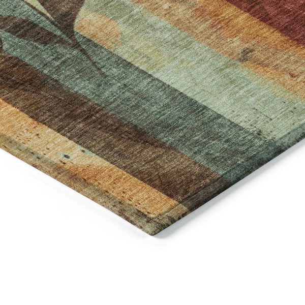 Chantille Machine Washable Indoor/Outdoor Abstract ACN1871 Wheat 8 ft. x 8 ft. Round Rug