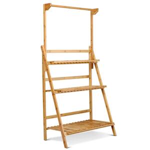 3-Tier Natural Bamboo Hanging Folding Plant Stand Flower Pot Display Rack