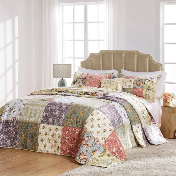 Details about   Greenland Home Blooming Prairie Full 3-Piece Bedspread Set 