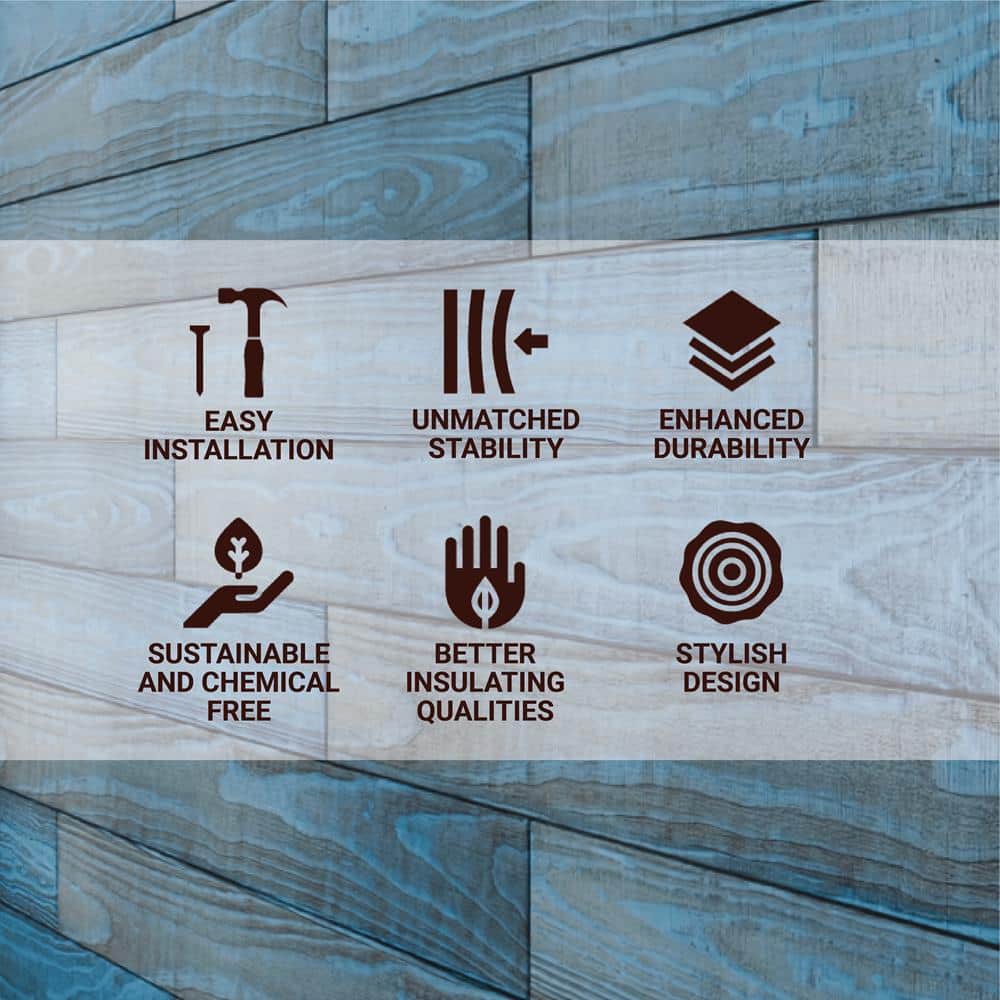 Tiffany Blue Thermally-Modified Pine Barn Wood Wall Planks, 4 ft, 6-Pack