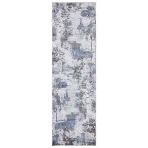 BrightonCollection Pacific Gray 2 ft. x 7 ft. Abstract Runner Rug