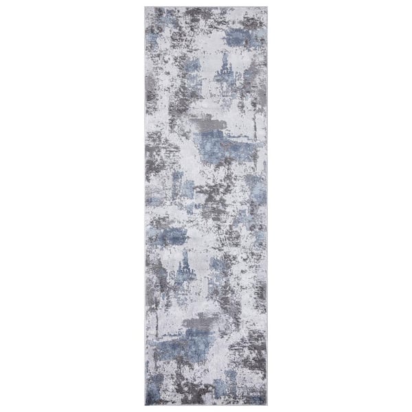 Concord Global Trading BrightonCollection Pacific Gray 2 ft. x 7 ft. Abstract Runner Rug