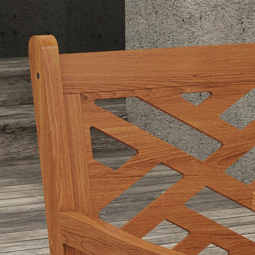 Teak Finish 4-Person Poplar Wood Outdoor Dining Set